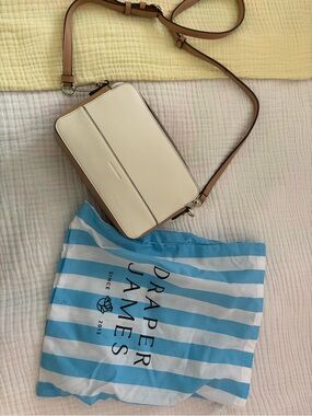 Draper James Cream and Tan Leather Crossbody Purse